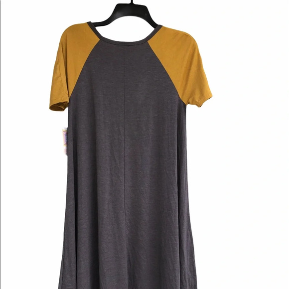 LULAROE Size xxsmall Carly grey & mustard dress - Picture 7 of 10